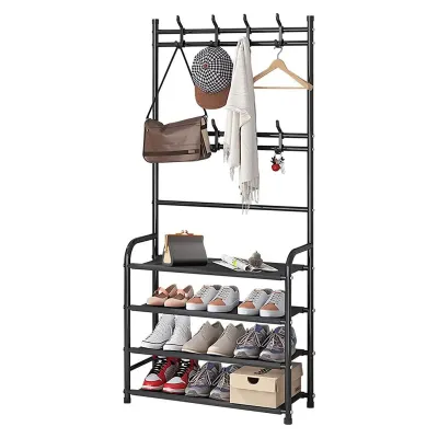 Вішалка для одягу Vezzer Simple Floor Clothes 60x30x170 см Чорний (hub_cxbuli)