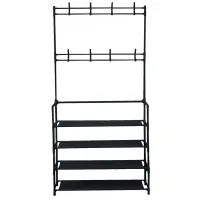 Вішалка для одягу Vezzer Simple Floor Clothes 60x30x170 см Чорний (hub_cxbuli)