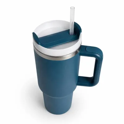 Термокружка с трубочкой No Brand Tumbler 900 мл Синий (M1183) Термокружка с трубочкой No Brand Tumbler 900 мл Синий (M1183)
