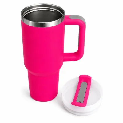 Термокухоль з трубочкою No Brand Tumbler 900 мл Фуксія (M1189)