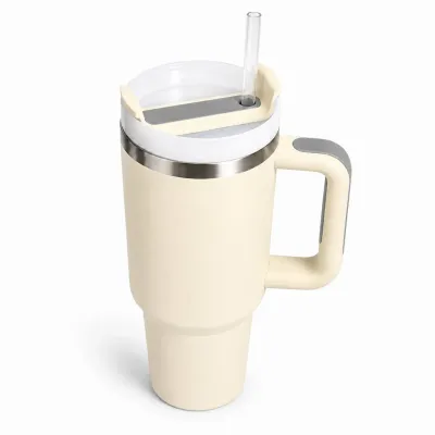 Термокружка с трубочкой No Brand Tumbler 900 мл Кремовый (M1190) Термокружка с трубочкой No Brand Tumbler 900 мл Кремовый (M1190)