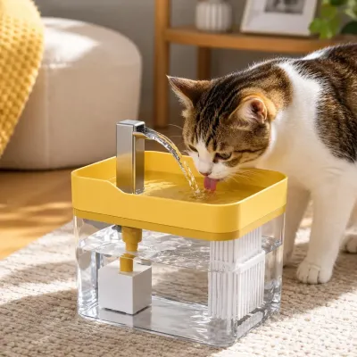 Поїлка-фонтан для котів та собак No Brand USB 1.5 л Жовтий (PetsWater-1.5/YL)