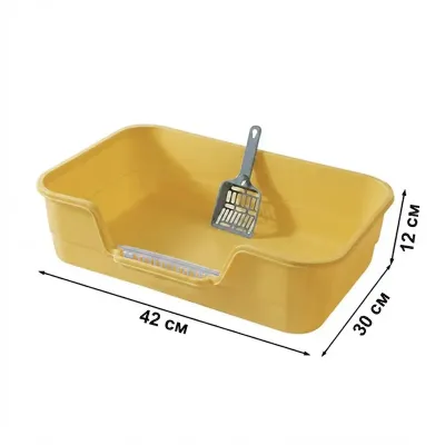 Туалет для кішок з лопаткою Taotaopets TT-222225 42x30x12 см Жовтий (14587-97580)