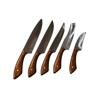 Набір кухонних ножів Gorillas BBQ Лісий хвіст #1 5 шт Коричневий (KN-00002) Набір кухонних ножів Gorillas BBQ Лісий хвіст #1 5 шт Коричневий (KN-00002)